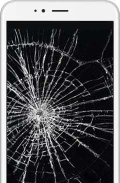 An image of a smartphone with a cracked screen